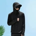 thumbnail image 5 of Mdesiwst Men Summer Sun Protection Clothing Hooded Drawstring Long Sleeve UV Protection Coat Solid Color Zipper Placket Anti-UV Fishing Clothing, 5 of 6