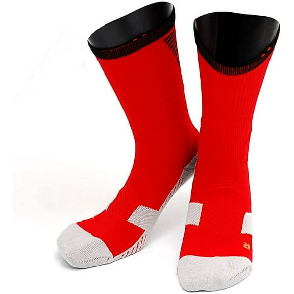 Lovely Annie Big Boy's 1 Pair High Crew Athletic Sports Socks Size L/XL XL0028-04(Red w/Black Strip)