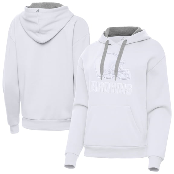 Women's Antigua  White Cleveland Browns Victory Pullover Hoodie