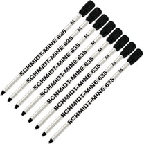 Schmidt 635 D1 Mine Ballpoint Refill - Black Ink - Medium Tip 0.7mm - Pack of 8 (with Plastic End Cap)