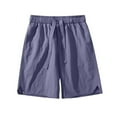 thumbnail image 7 of YLSDY Fashion Men's Summer Casual Cotton Linen Shorts with Drawstring Elastic Waist, Beach Shorts with Pockets, Outdoor Fashion Purple XL, 7 of 7