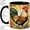 Black, variant on Colorful Rooster Sunburst Coffee Mug, Rooster Mug, Morning Tea Cup for Home, Farm Bird with Bright Green Tail Feathers and Retro Flowers, Folk Poultry Art, Country Kitchen Lover