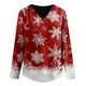 thumbnail image 4 of Camiseta de manga larga con cuello en V suelta con estampado de copos de nieve de Navidad informal para mujer Top Fridja  FKASFK3357, 4 of 4