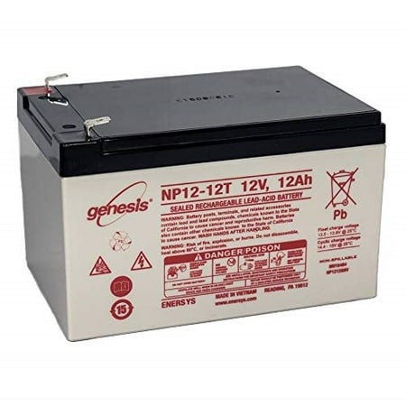 - enersys genesis np12-12t - 12 volt/12 amp hour sealed lead acid battery with 0.250 fast-on connector
