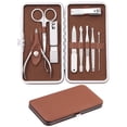 thumbnail image 2 of UBSWF-Manicure Set, Professional Manicure Kit Nail Kit Mens Grooming Tools Pedicure Tool 9PCS Gifts for Men Boyfriend Stainless Steel Nail Clipper Set Leather Case Brown, 2 of 4