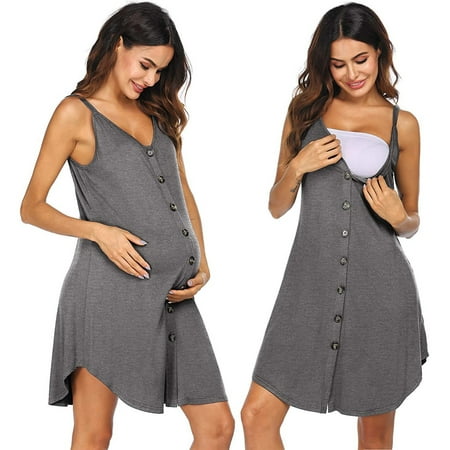 

Women s Maternity Pajamas Loungewear Nursing Nightgown Breastfeeding Full Slips Sleepwear S-XXL