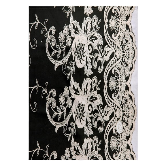 3dRose, White flower lace pattern on black , 22x30 Bath Hand Pool Towel