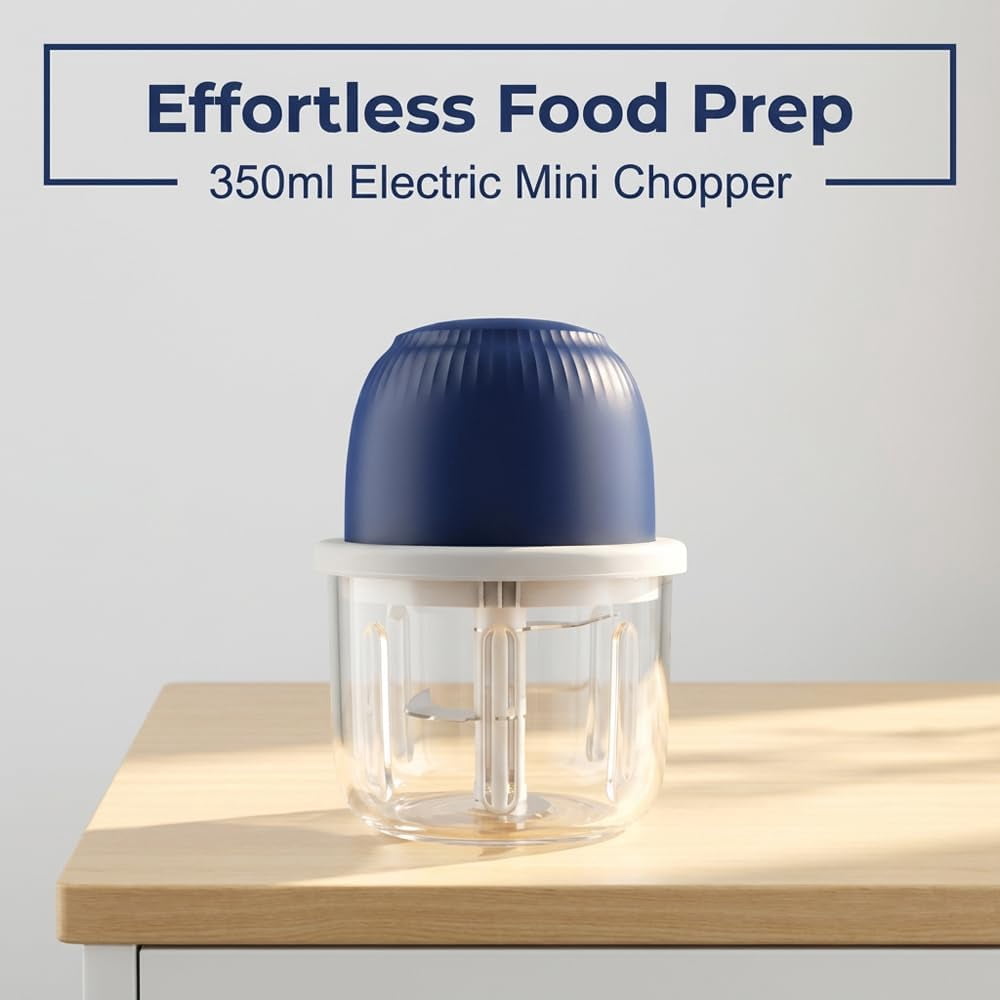 ABCISI Electric Garlic Chopper, Portable Mini Food Processor, Upgrade Cordless Chopper for Home Cooking, Rechargeable Onion Chopper for Kitchen Users (1 * Blue)