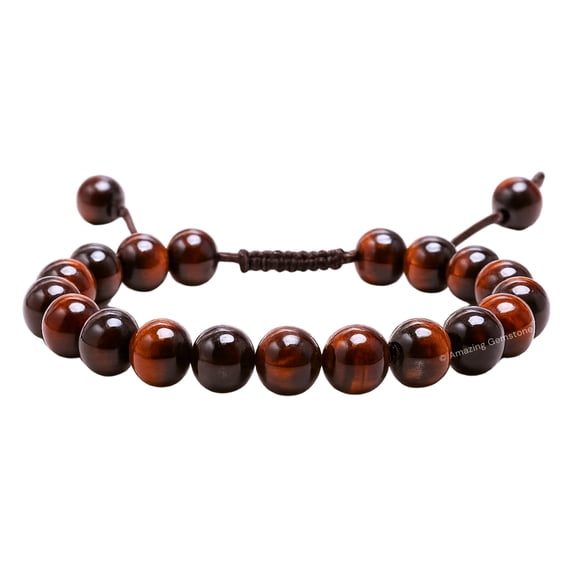 Red Tiger Eye Crystal Bracelet - 8mm Beaded Bracelet and Healing Stones