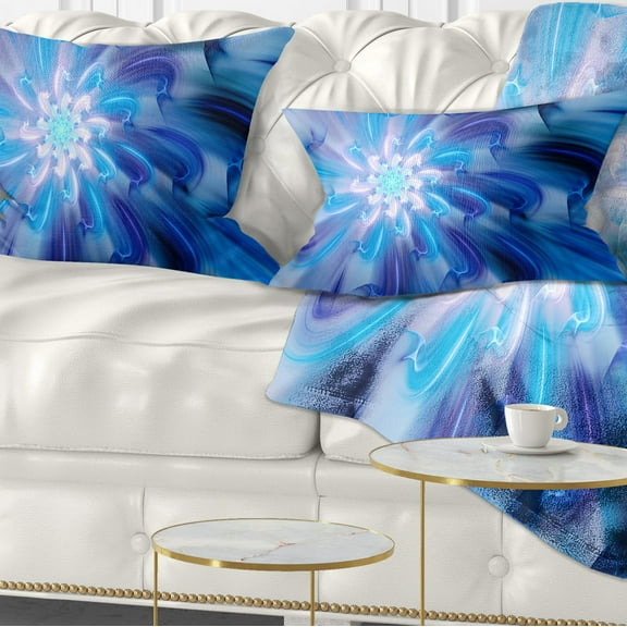 Designart Dance of Blue Fractal Flower Petals - Floral Throw Pillow - 12x20