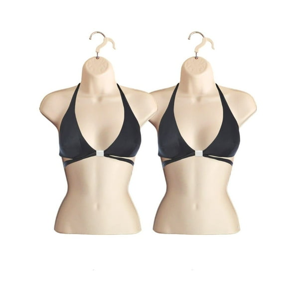 Flesh Female Hollow Back Mannequin Torso Set & Hanging Hook, S-M Sizes (2 Pack, Flesh)