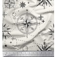 thumbnail image 1 of Soimoi White Rayon Fabric Direction Compass Nautical Printed Fabric 1 Yard 42 Inch Wide, 1 of 3