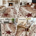 thumbnail image 5 of Area Rug for Living Room, Vintage Farmhouse Non-Slip Indoor Ex Large Carpet for Bedroom/Dining Room, Brown Country Star Berries Wooden Grain Washable Low-Profile Floor Runner Rugs - 8 x 10 Ft, 5 of 8