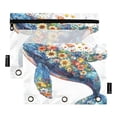 thumbnail image 2 of Ckdifva Flowers Whale Pencil Pouch 3 Ring Zipper Pencil Case Binder Pockets Clear Top Cosmetic Bag 2 Pack, 2 of 6