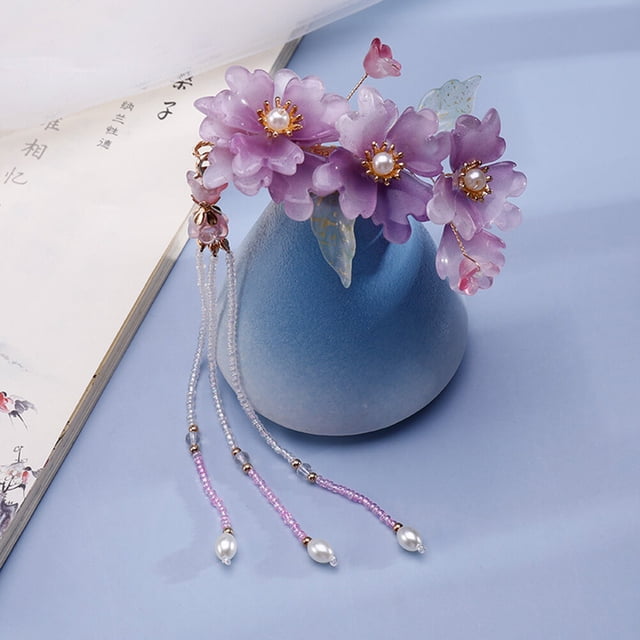 Raindrops Pinzas De Chinas Con Floral Y Borlas Para Uso Diario O Eventos
