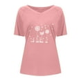 thumbnail image 3 of Susanny White Tshirts Shirts for Women Flowy Dandelion Print Plus Size Dressy Tops Short Sleeve V Neck Compression Shirts Dress Blouses Plus Size Pink XL, 3 of 6
