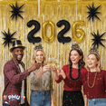 thumbnail image 2 of PMU New Years Eve Party Supplies 2026 Kit 1511-Piece Set - 600 Guests - Black and Gold Top Hats Derbies Tiaras Leis Horns curtains Beads Star Balloons - New years eve Decorations Bulk Party Favors, 2 of 8