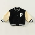 thumbnail image 4 of Esaierr Kids Toddler Fall Winte Baseball Jacket for Boys Girls,Baby Fleece Warm Leisure Boys Outwear Little Boys Girls Thick Color Coded Letter Baseball Suit Coats for 1-8T, 4 of 6