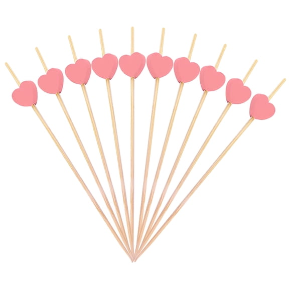 ACDANC 100 Pcs Fruit Appetizers Sandwich Picks Food Toothpicks Heart Bamboo Party Stick Heart-shaped