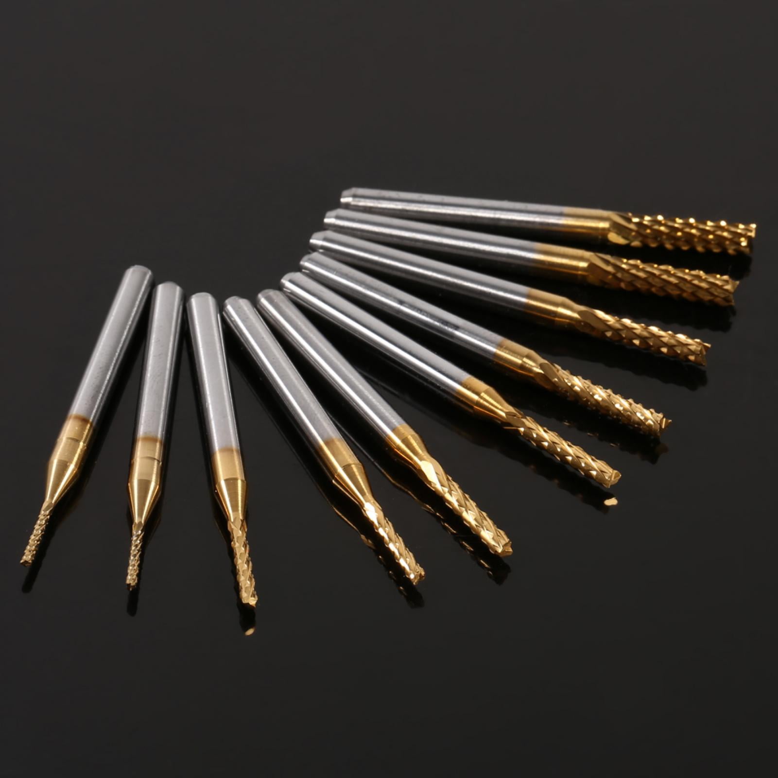 10pcs Coated End Mill Cemented Carbide CNC Milling Cutters Tools Set 
