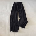 thumbnail image 5 of Only Moment Loose Fit Linen Pants with Flounce Hem Pant Legs Pants for Women High Waist Trousers with Pockets Casual Lounge Black,XXXL, 5 of 5