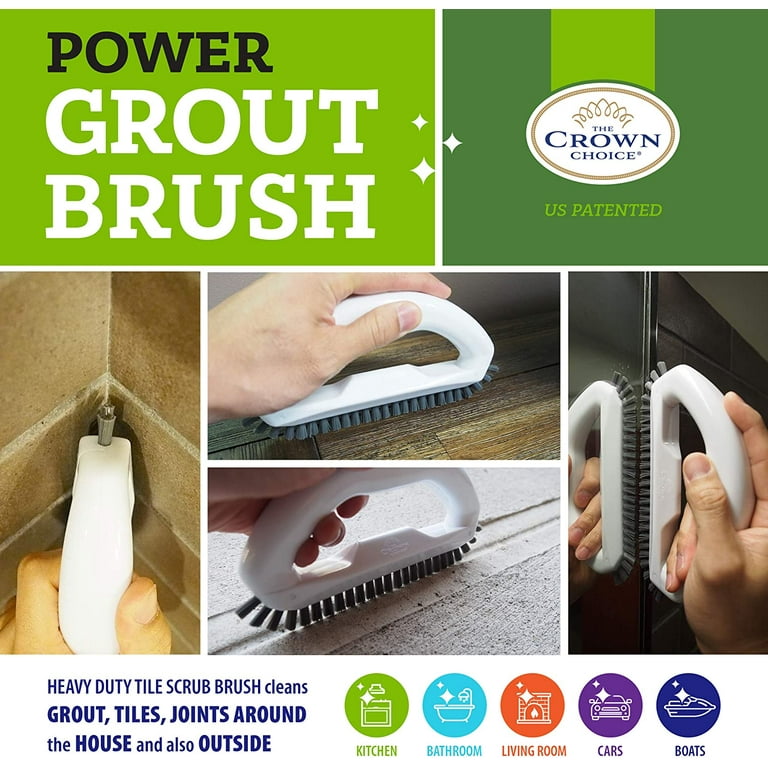 The Crown Choice Grout Cleaning Brush | Grout Cleaner and Scrubber Brush  with Stiff Nylon Durable Bristles | Scrub Brushes for Cleaning Bathroom