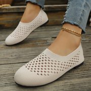 Flats Shoes for Women Casual Slip On Flat Shoes Breathable Mesh Loafers Comfortable Lightweight Walking Shoes For,Beige,CN:42(US:8.5)