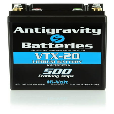 Antigravity Batteries - Lightweight Lithium Ion 16 Volt Motorcycle Battery - 20 Cell VTX12-20 LEFT NEGATIVE - 500