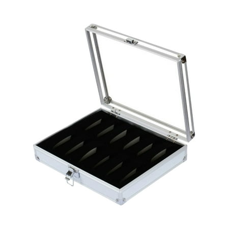 Useful Aluminium Watches Box 12 Grid Slots Jewelry Watches Display Storage Box Square Case Suede Inside Watch Holder