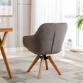 thumbnail image 4 of Mid-Century Modern Accent Chair with Solid Rubber Wood Legs, Comfortable Upholstered Home Office Computer Desk Chair No Wheels, Velvet Armchair for Living Room, Bedroom and Office, Gray, 4 of 7