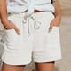 thumbnail image 2 of Pantalones cortos informales de mujer de cintura alta y pierna recta: cintura elástica, corte deportivo holgado, poliéster ligero, pantalones de entrenamiento/pijama., 2 of 7