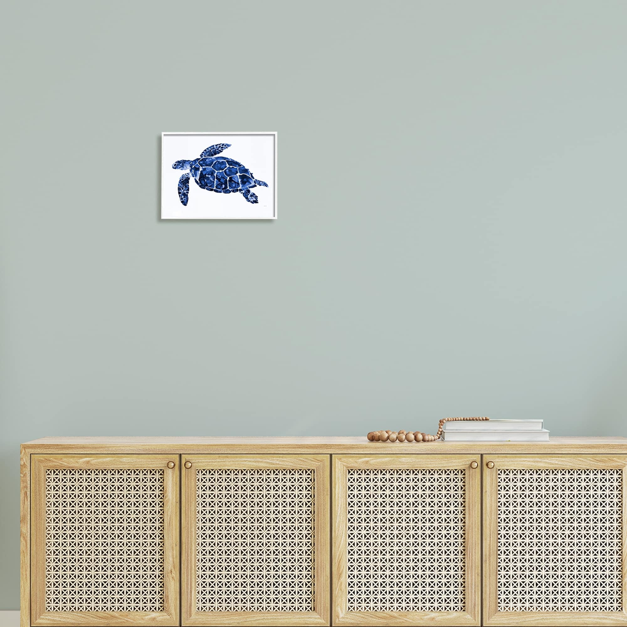 Stupell Industries Blue Speckled Sea Turtle Marine Animal Illustration Painting White Framed Art Print Wall Art, Design by Patti Mann