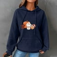 thumbnail image 2 of XMMSWDLA Women's Pullover Sweatshirt Drawstring Pumpkin Printed Waffle Hoodie Long Sleeve Tops with Pocket, 2 of 4