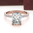 thumbnail image 2 of Auory Emerald Cut Engagement Ring 2.67 Carat Moissanite 18K Rose Gold Plated Silver Prong Setting Solitaire Promise Ring for Women, 2 of 9
