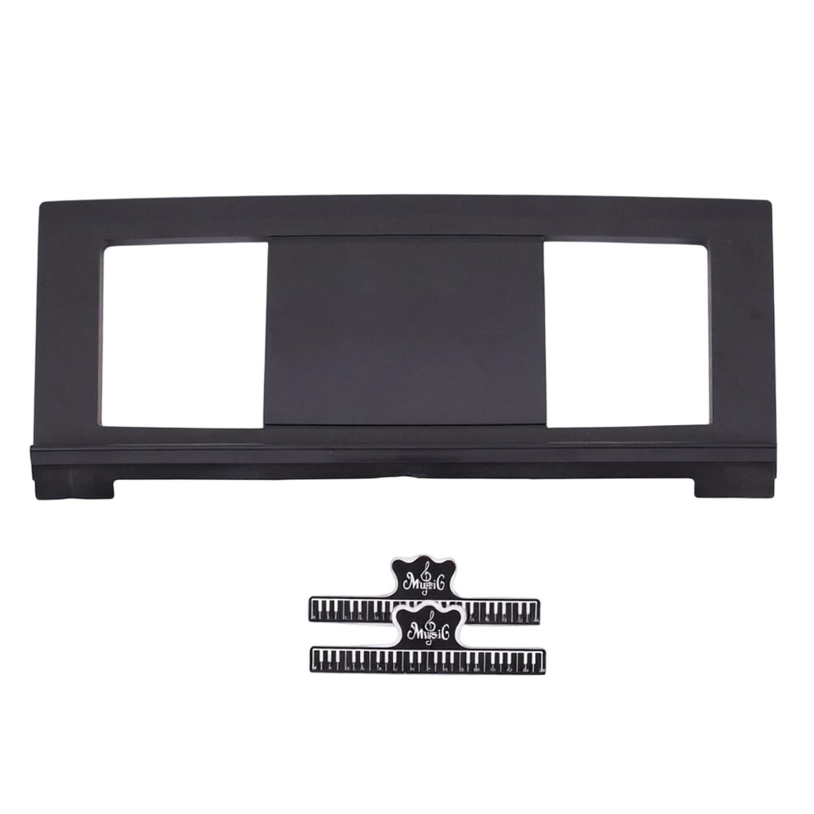 Keyboard Sheet Music Stand Attachment, Black Music Book Holder with Clips, Portable Piano Accessory for Holding Sheet Music Securely During Practice