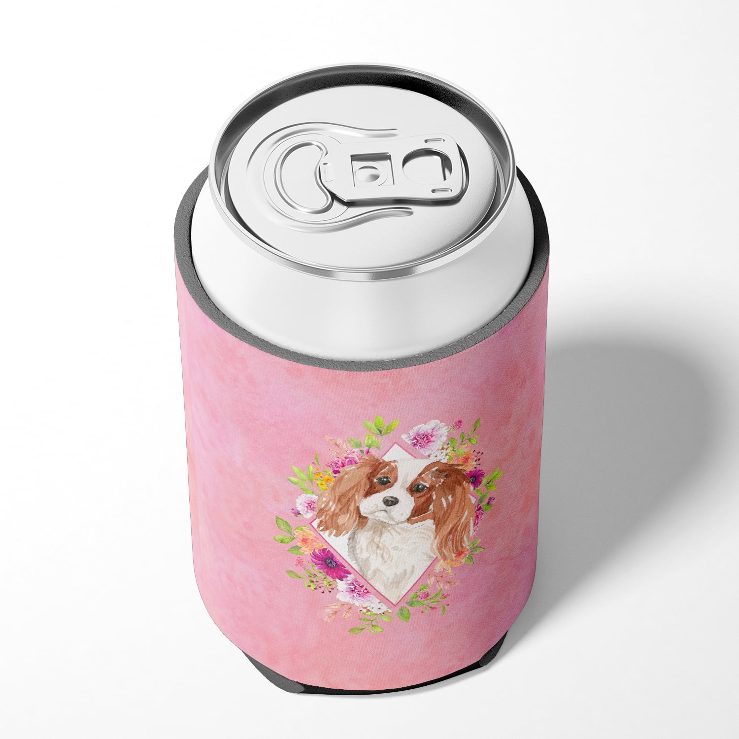 Carolines Treasures CK4248CC Blenheim Cavalier Spaniel Pink Flowers Can or Bottle Hugger Can Hugger multicolor