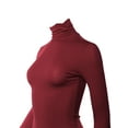 thumbnail image 4 of A2Y Women's Lightweight Fitted Funnel Neck Cotton Long Sleeve Top Burgundy S, 4 of 5