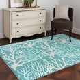 thumbnail image 3 of 2.7'x5' Area Rugs, Teal Coral Coastal Indoor Outdoor Area Rug for Living Room Bedroom, Ocean Nautical Seaside Beach Washable Bathroom Rugs Kitchen Floor Carpet Mats Home Decor Aesthetic, 3 of 8