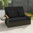 thumbnail image 5 of GVN Outdoor Sectional Cushioned Sofa Bed,Outdoor Wicker Daybed with Folding Panels and Storage Ottoman-Black, 5 of 10