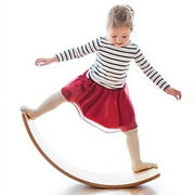 Wooden Wobble Balance Board, Gentle Monster 35 Inch Rocker Board Natural Wood, Kids Toddler Open Ended Learning Toy , Yoga Curvy Board for Classroom & Office Adult