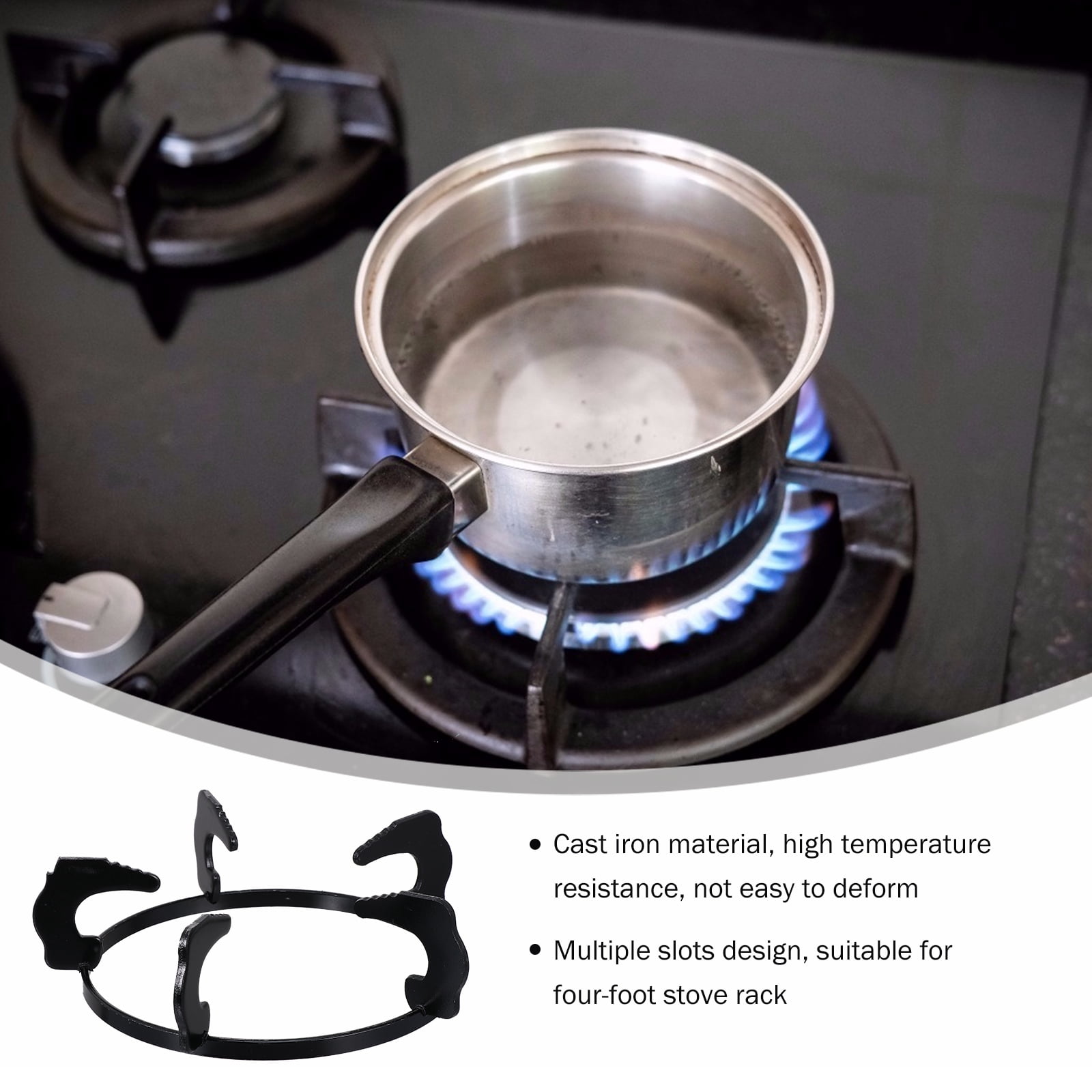 LOLIPPYY 2-Pack Cast Iron Stove Racks 18.5cm Gas Burner Grates Kitchen Cookware Accessories