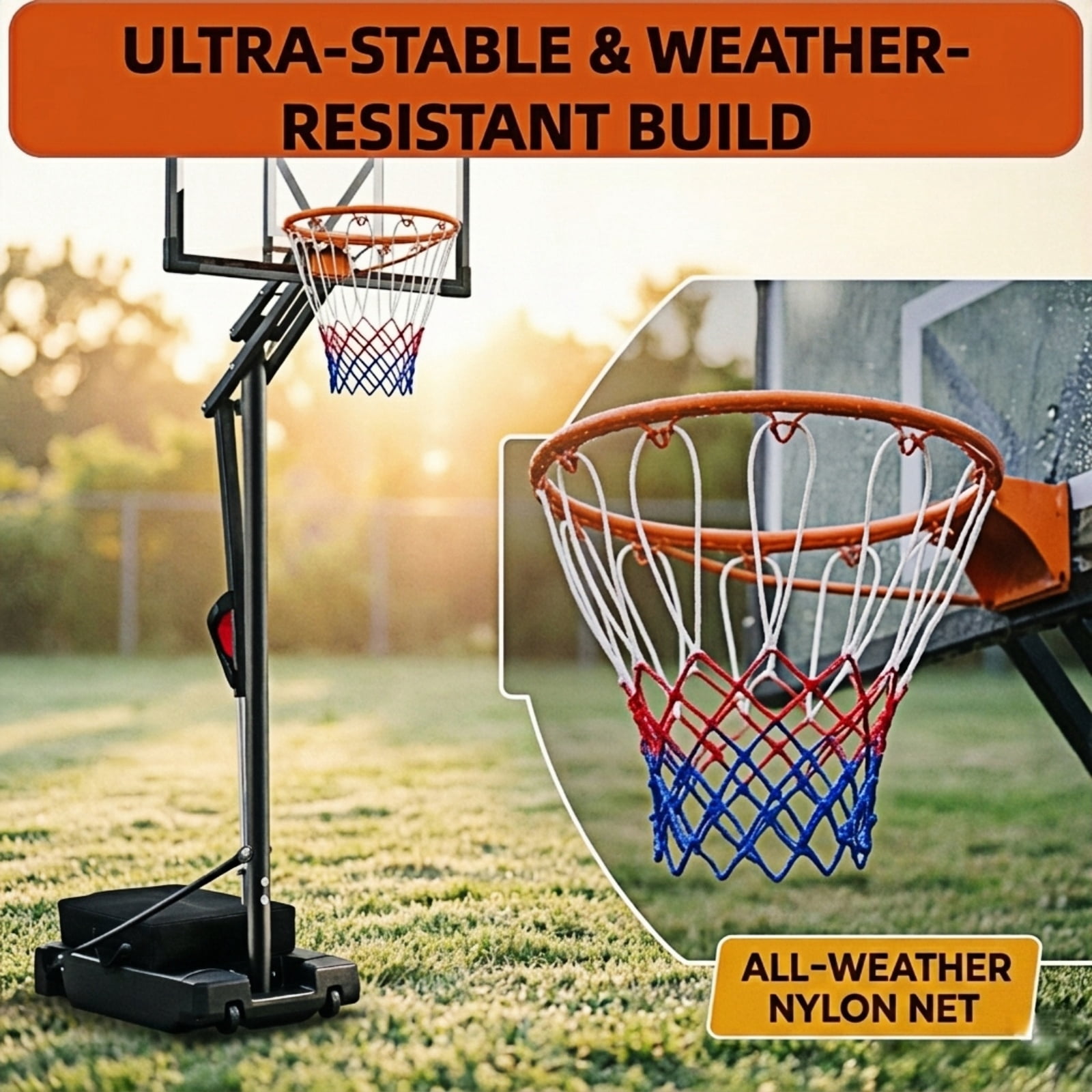 Bexfil Portable Basketball Hoop, 4.0-8.5FT Adjustable Basketball Goal System, 33 Inch Outdoor Basketball Hoop and Goals for Kids, Youth, and Adults in The Backyard, Driveway with PC Backboard