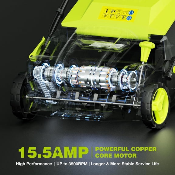 16-Inch Electric Dethatcher and Scarifier, YERYORK 2-in-1 Lawn Tool with 15.5  Motor