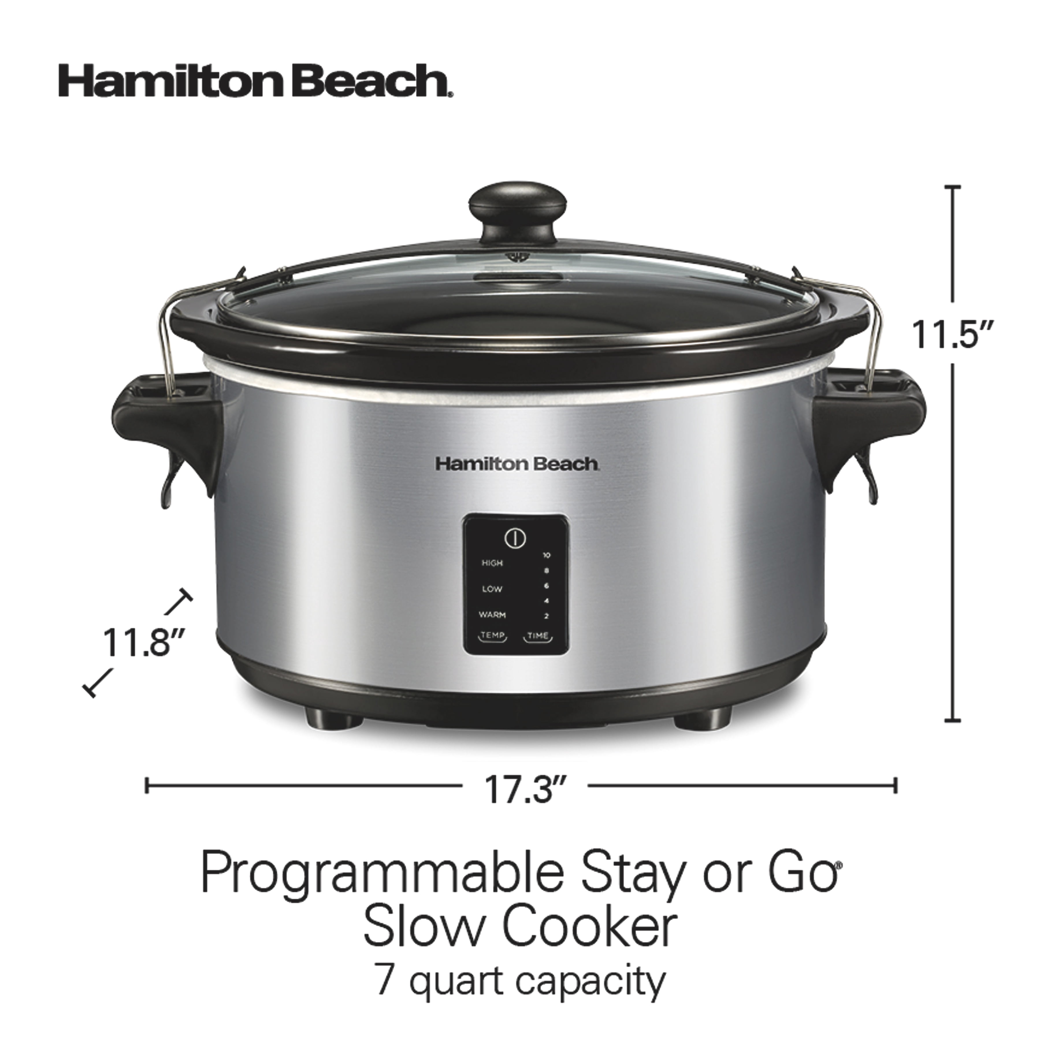 Hamilton Beach Programmable Stay or Go® Slow Cooker, 7 Quart Capacity, Silver, 33676