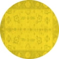 thumbnail image 1 of Ahgly Company Machine Washable Indoor Round Oriental Yellow Modern Area Rugs, 4' Round, 1 of 4