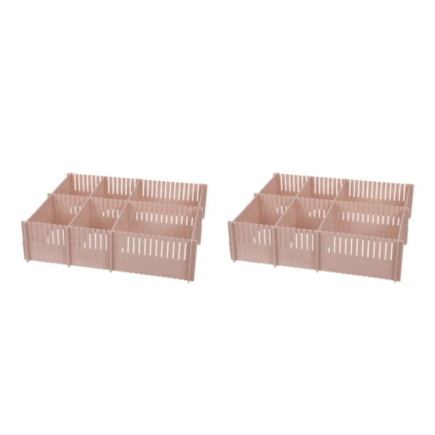 Yuarrent Separadores de cajones resistentes y duraderos fabricados con poliestireno, combinación libre de separadores de cajones, ajustables, rosa elegante 5 piezas/juego 2Conjunto