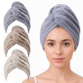 thumbnail image 1 of HFZRZFH 3 paquetes de toallas de pelo con botón, suaves y transpirables, de secado rápido, súper absorbentes, turbantes para mujeres con cabello rizado y rizado, 1 of 5