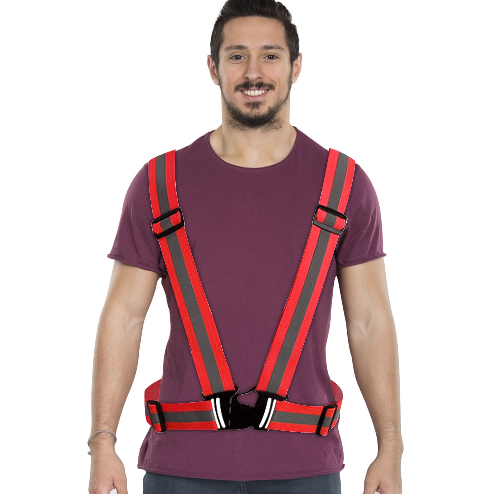 Gilet Réfléchissant Haute Visibilité - 2 Bandes 360°, Fermeture Velcro - Pour Course, Vélo, Travaux, Sécurité