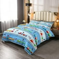 YST Colorful Train Duvet Insert Twin,Kids Cartoon Multicolor Vehicles Bedding Set for Boys