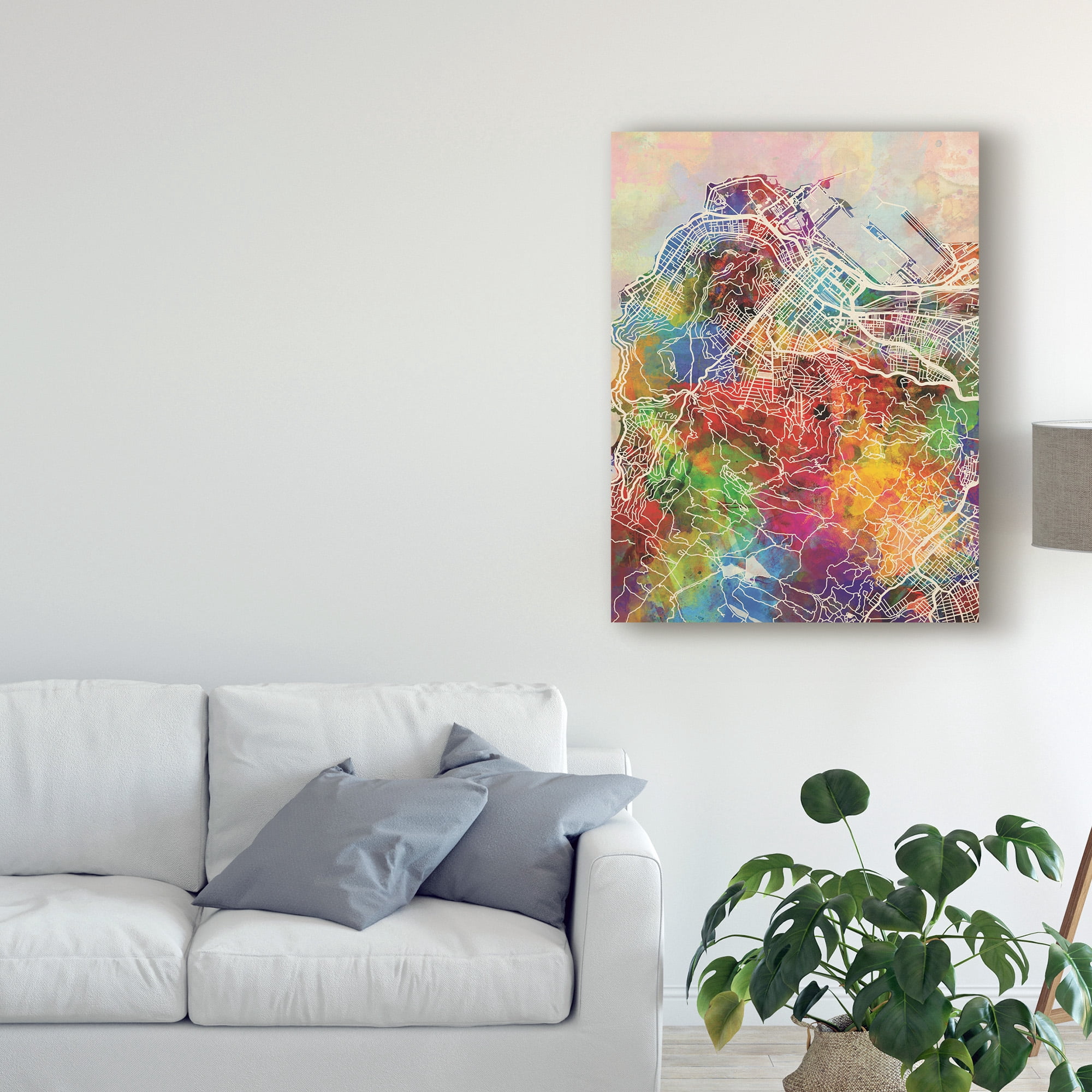 Trademark Fine Art 'Cape Town South Africa City Street Watercolor Map' Canvas Art by Michael Tompsett